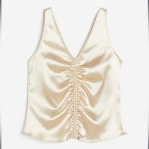 H&M Ivory Satin Ruched Tank Top L